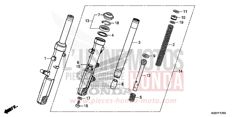GABEL, VORNE von Forza 300 CRESCENT BLUE METALLIC (PB412) von 2019